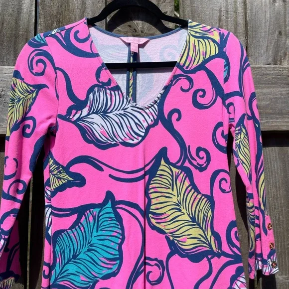 Lilly Pulitzer Pink Leaf-Print Midi Dress - Picture 7 of 11